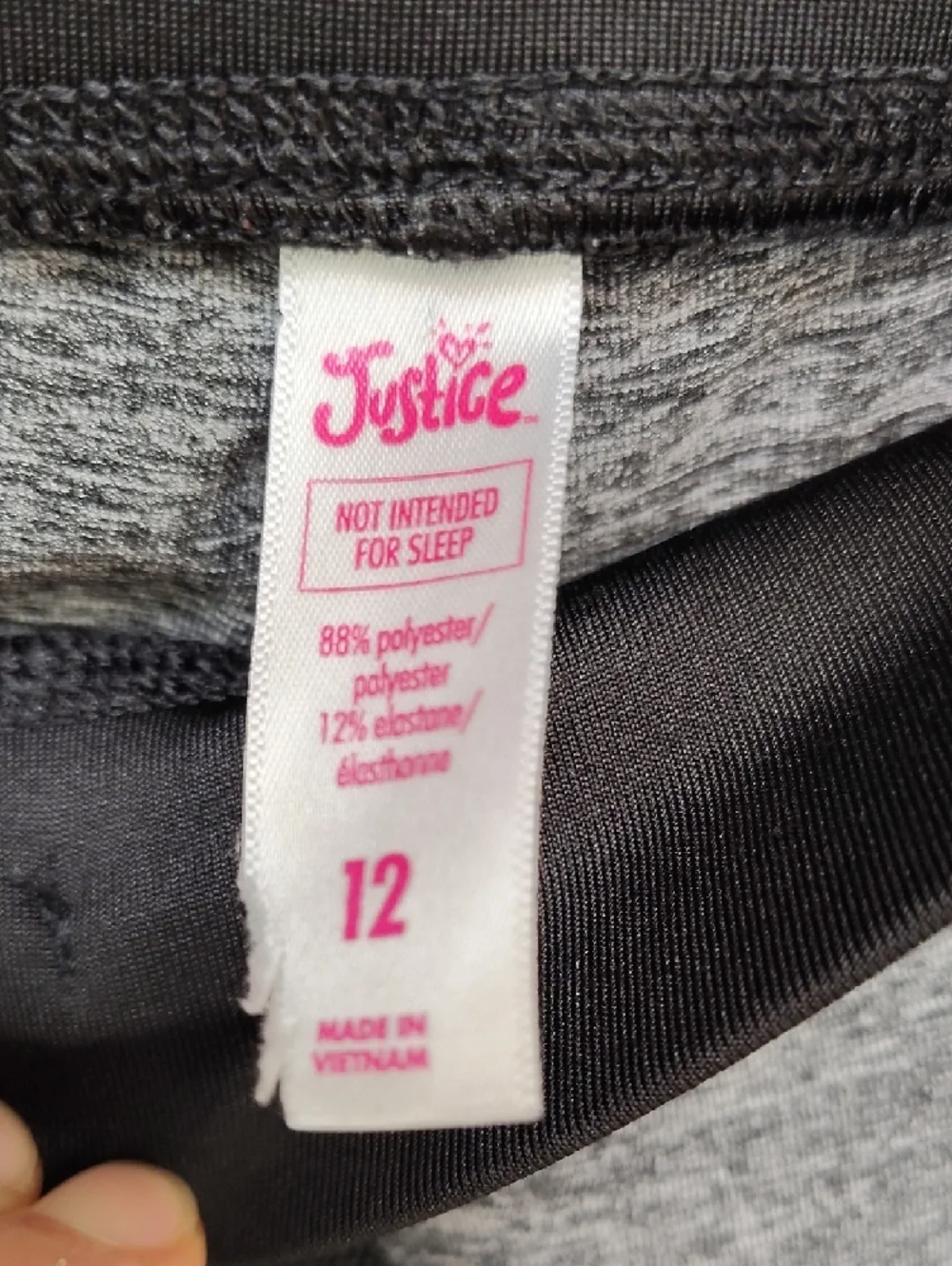 Justice Gray and Black Activewear Leggings